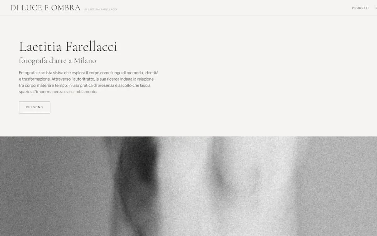 Page d'accueil du site Di Luce e Ombra, réalisé par Netlinéa
