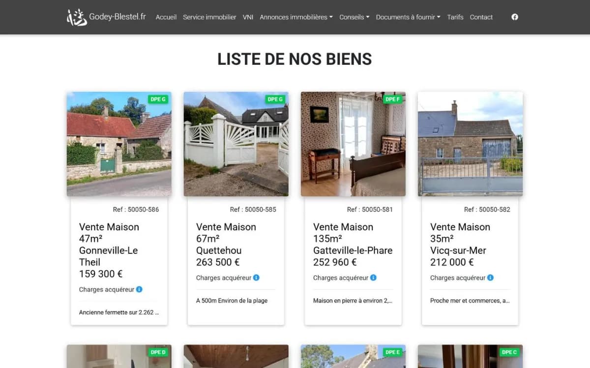 Annonces immobilières du site Godey-Blestel, synchronisées depuis le logiciel de l'office